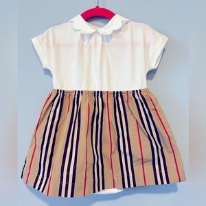 Worn Once Burberry Girls Checkered Patterned Woven All-in-One Dress, 12 Months